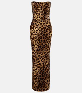New Arrivals Ambra leopard-print cotton corset gown