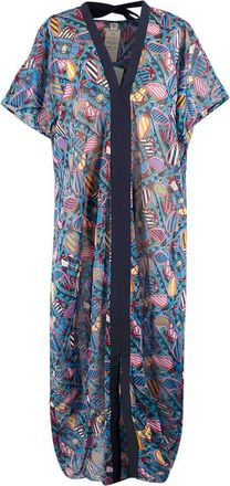 Herm&egrave;s Blue Patterned En Roue Libre Beach Caftan Dress