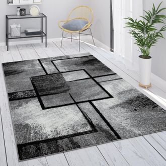 Paco Home Paco Home - Alfombra Sal&oacute;n Gris Vintage Pelo Corto Motivo Geom&eacute;trico Abstracto 200x290 Cm, Gris 4