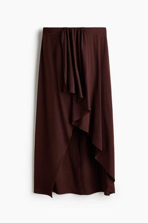 H&M Draped-panel Asymmetric Skirt in Dark Brown at Nordstrom, Size 14