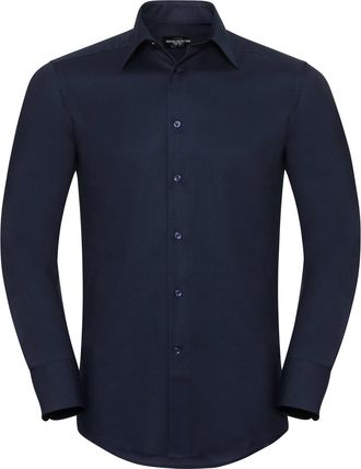 Russell Athletic Russell Collection Heren Oxford Easy-Care Getailleerde Overhemd met Lange Mouwen (Heldere marine)