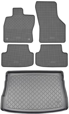 OEM Volkswagen Golf Viii Hatchback (5 Puertas) Desde 12/2019 Set - Alfombrillas De Goma Para Coche + Alfombrilla Para Maletero