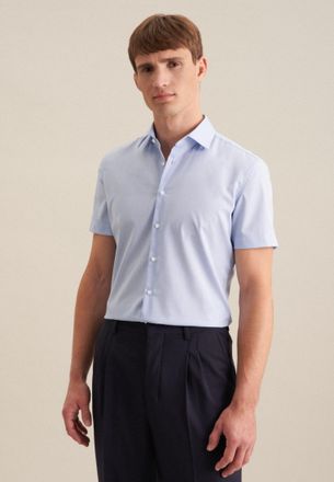 Seidensticker Businesshemd SEIDENSTICKER Slim, Herren, Gr. XS (36), normale &Auml;rmell&auml;ngen, blau (hellblau), 100% Baumwolle, unifarben, slim fit, gerader Abschluss, He