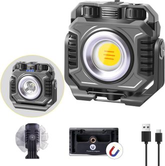 OEM Foco Led Recargable, Luz De Trabajo Led Cob De 2100 L&uacute;menes Con Fijaci&oacute;n Magn&eacute;tica Y Rotaci&oacute;n De 360&deg;, 6 Modos De Iluminaci&oacute;n, Luz De Trabajo Port&aacute;til