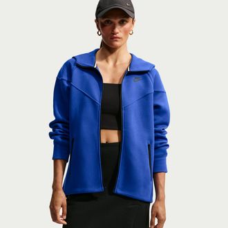Nike Womens Nike Sportswear Tech Fleece Windrunner Full-Zip Hoodie in Blue | FB8338-417