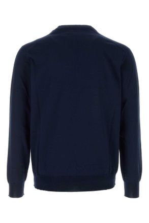 Prada Mens Midnight Blue Cotton Sweater Bleu Exterior: Maglieria