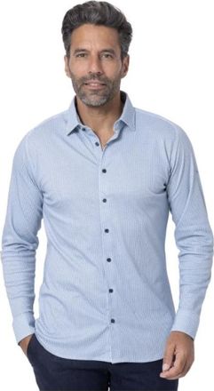 DeSoto Blauw geometrisch patroon overhemd - Heren - Casual Overhemden - Blauw - S - Katoen - Overhemden