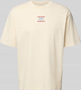 Sams&oslash;e & Sams&oslash;e T-Shirt mit Label-Print Modell GERGEI in Ecru, Gr&ouml;&szlig;e XXL