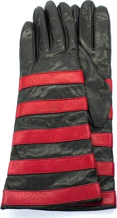 Portolano Leather Gloves in Black/Ferrari Red at Nordstrom Rack, Size 6.5