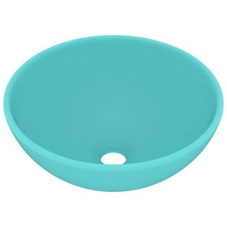vidaXL Lavandino Lusso Rotondo Verde Chiaro Opaco 32,5x14 cm Ceramica - Vidaxl