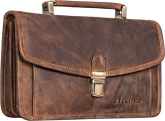 STILORD Yael Leather Handbag Small Ladies Vintage Clutch Real Leather Retro Womens Leather Bag Womens Bag Outgoing Bag Elegant, Colour:middle brown