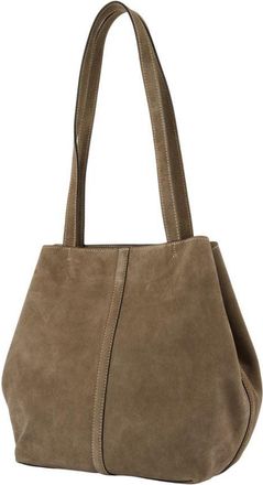 Vanessa Bruno Womens Suede Tote Shoulder Beige Cowhide