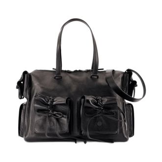 Acne Studios Black Leather Multipocket Shoulder Bag