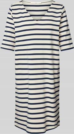 Lanius Lanius Knielanges T-Shirt-Kleid mit V-Ausschnitt in Offwhite, Gr&ouml;&szlig;e 34