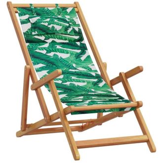 vidaXL Vidaxl - Sedia da Spiaggia Pieghevole Foglie Legno Eucalipto e Tessuto