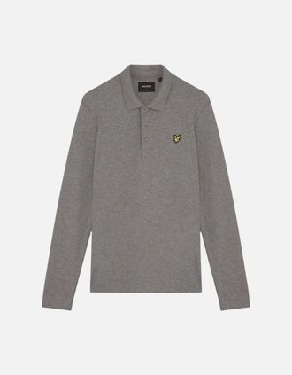 Lyle & Scott Mens Lyle & Scott Plain Grey Long Sleeved Polo Shirt - Size: 38