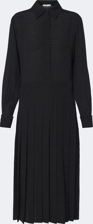 Fendi Chevron jacquard pleated silk midi dress