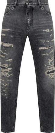 Dolce & Gabbana Stijlvolle broek voor mannen - Heren - Slim Fit Jeans - Zwart - L - Katoen - Jeans
