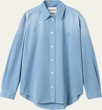 Miu Miu Old Cotton Twill Button-Down Top