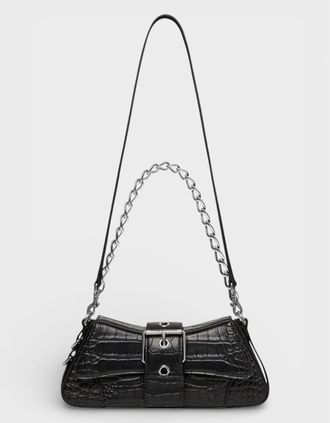 Balenciaga Womens Balenciaga Lindsay Leather Shoulder Bag Black - Size: ONE size