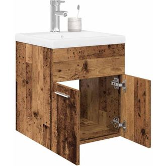 vidaXL vidaXL Mobile da Bagno con Lavabo Integrato e Rubinetto Legno Antico