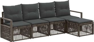 vidaXL Conjunto De Sof&aacute;s De Jard&iacute;n 4 Uds. Gris Rat&aacute;n Sint&eacute;tico Vidaxl