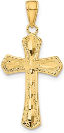 Diamond2Deal 10k Yellow Gold Diamond-cut Beveled Edges Cross Pendant