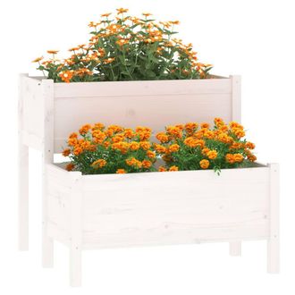 Berkfield Home Planter White 84.5x84x75 cm Solid Wood Pine