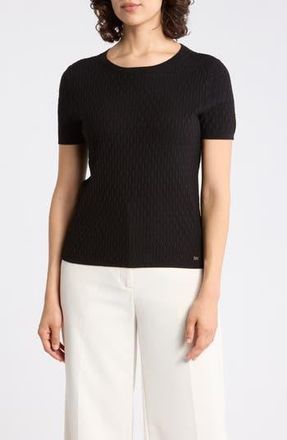 Calvin Klein Textured Short Sleeve Sweater in Black at Nordstrom Rack, Size X-Small