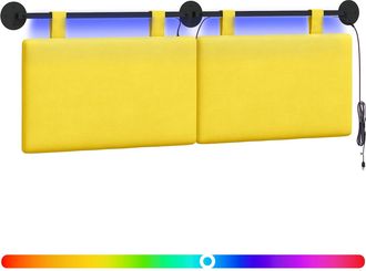 vidaXL Cabecero Colgante Amarillo Claro Tela De Pana Vidaxl