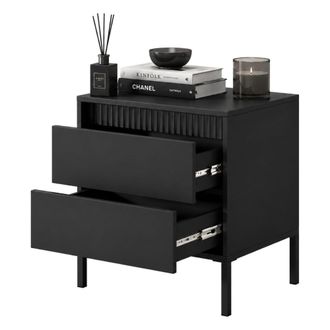 Dmora Comod&iacute;n Gasalisa, 2 Cajones, Un Estante, Apertura Deslizante, 54x40x56h Cm Negro