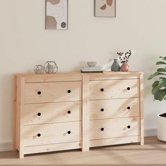 Berkfield Home Sideboard 140x35x80 cm Solid Wood Pine in Brown | Size: 140 x 35 x 80 cm