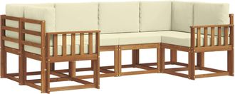 vidaXL Conjunto De Sof&aacute;s De Exterior 6 Uds. Natural Y Crema Vidaxl