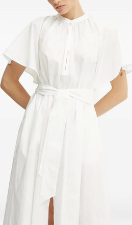 Forte_Forte Maxi-jurk met fladdermouwen en ceintuur - Wit