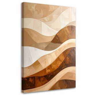 Feeby Cuadro Sobre Lienzo, Olas Beige Formas Abstracto, 80x120