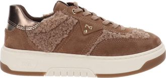 Nero Giardini Womens Velour Curly Mou Sherpa Sneaker In Brown