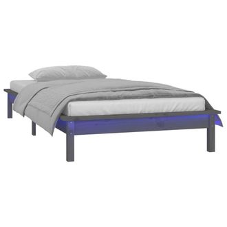 Berkfield Home LED Bed Frame Grey 90x200 cm Solid Wood
