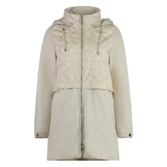 Moorer Parkas, female, Beige, Size: XS Floral Embroidered Hooded Jacket