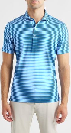 Johnnie-O Rex Stripe Performance Jersey Polo in Sound Side at Nordstrom, Size Xx-Large