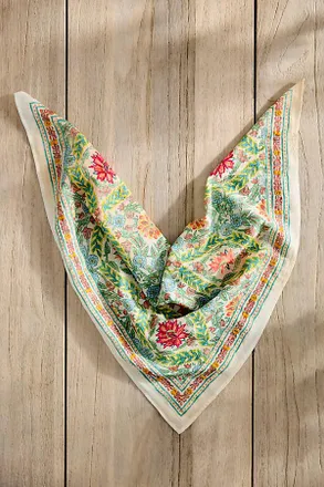 Terrain Embroidered Floral Lattice Cotton Bandana
