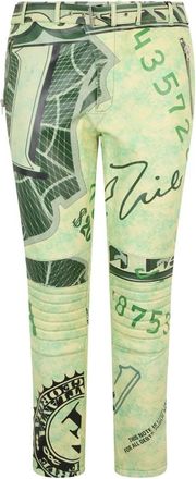 Moschino Broek met bankbiljetprint - Heren - Slim Fit Broeken - Groen - M - Leer - Broeken
