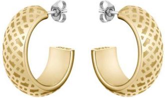 BOSS Engraved-monogram hoop earrings in gold-tone steel