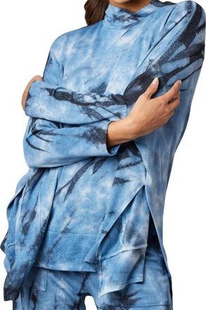 French Kyss Marble Wash Poncho In Denim