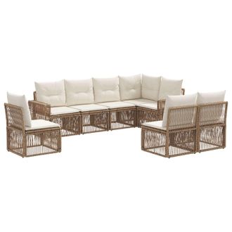 vidaXL Conjunto De Sof&aacute;s De Jard&iacute;n 8 Pcs Beige Y Blanco Crema Vidaxl