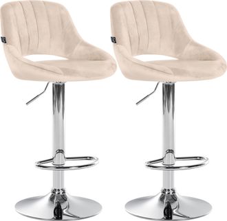 Clp Juego De 2 Taburetes De Bar Milet De Terciopelo Crema