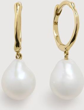 Monica Vinader Gold Small Baroque Pearl Huggie Earrings Pearl