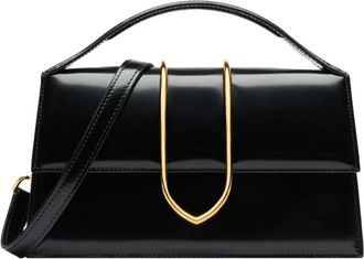 Jacquemus Zwarte Leren Crossbody Tas - Dames - Handtassen - Zwart - ONE Size - Katoen - Tassen