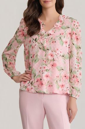 Kasper Ruffle Clip Dot Top in Tutu Pink Multi at Nordstrom, Size X-Large