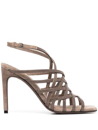 Brunello Cucinelli Sandali con strass - Marrone