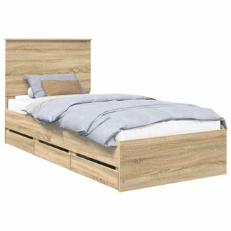vidaXL Estructura De Cama Roble Sonoma 75 X 190 Cm Madera Ingenieril Vidaxl